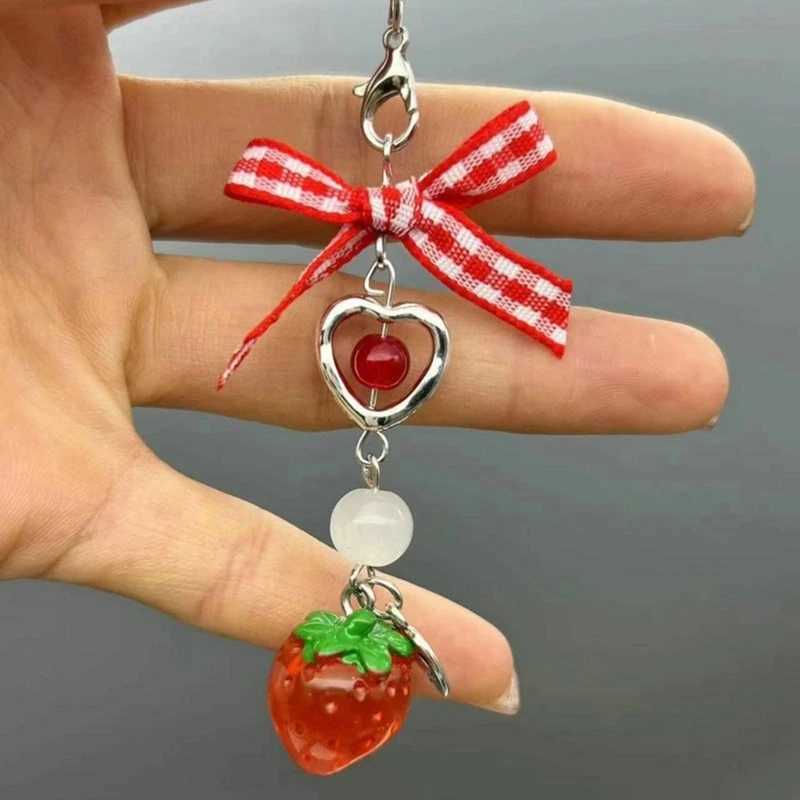 Strawberry Bag Pendant Cute Bowknot Phone Charm Stylish Key Pendant Sweet Phone Pendant Suitable for Phone Keychain BagX240919