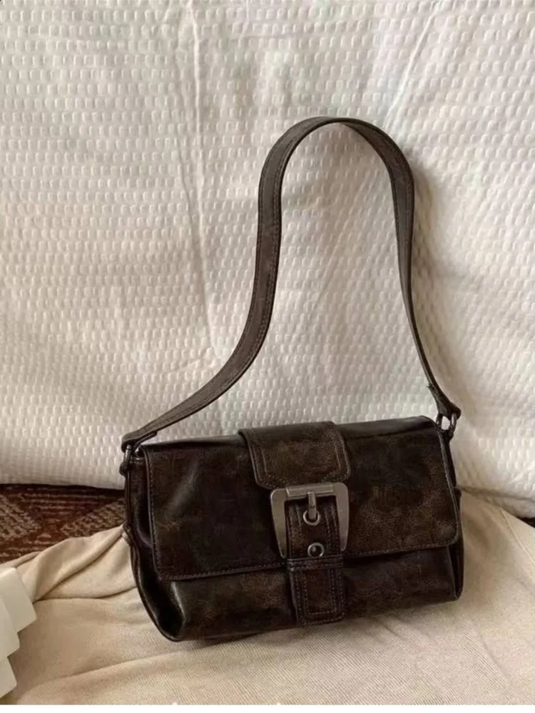 JIAERDI Retro Brown Bottom Bag Womens Retro Handle Pattern Casual Y2k Handbag Womens Harajuku Solid Bolsa 2024 240918