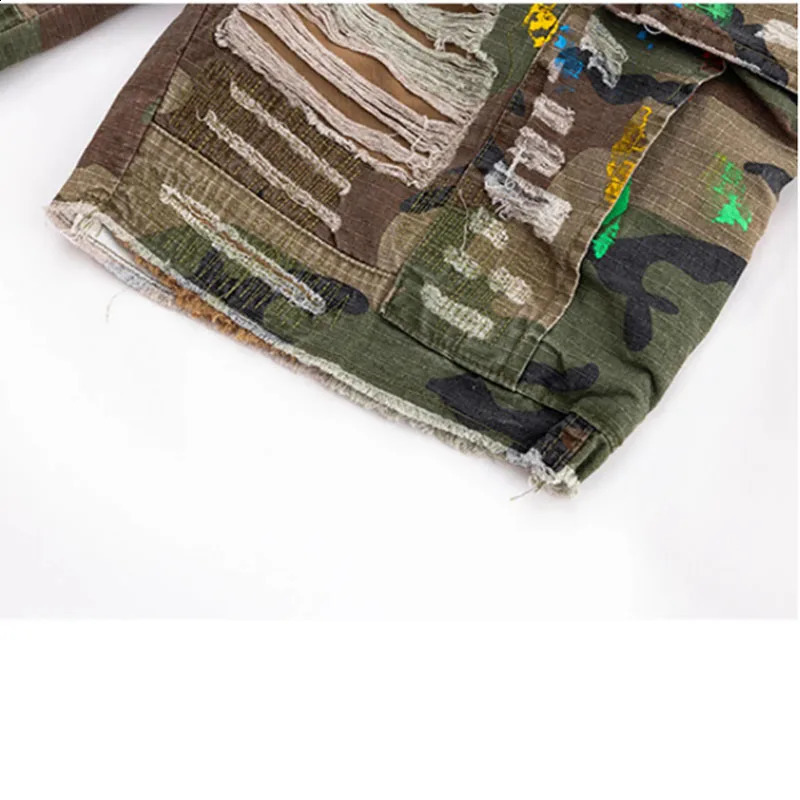 High Quality Camouflage Beggars Holes Tie Dye Shorts Men Causal Hip hop Cargo Camo Short Pants Man 240919