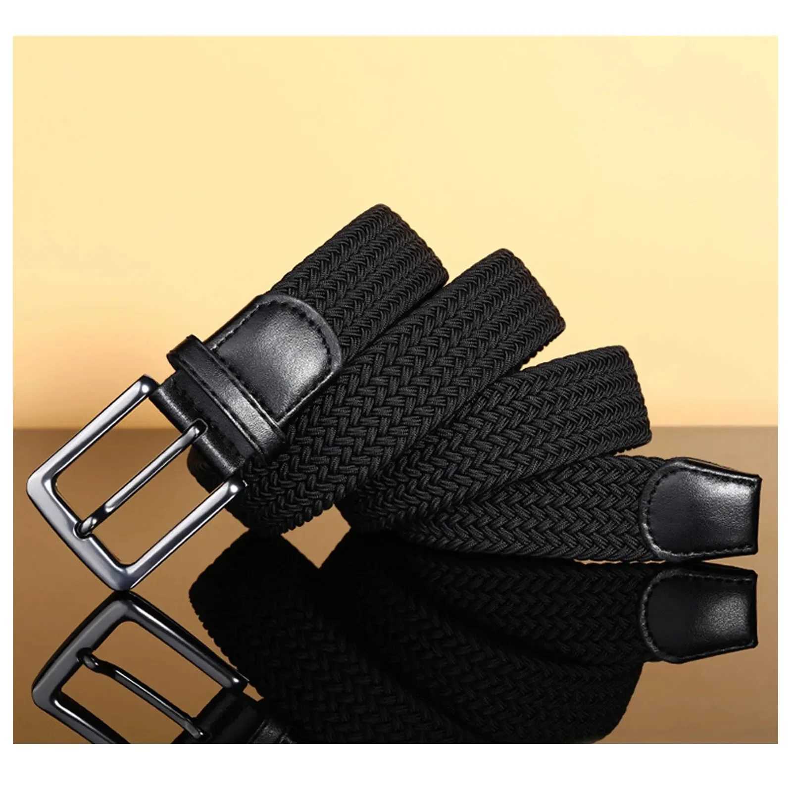 Mens elastic band elastic weaving 1 pack woven band mens golf casual pants shirt jeans comfortable W240920