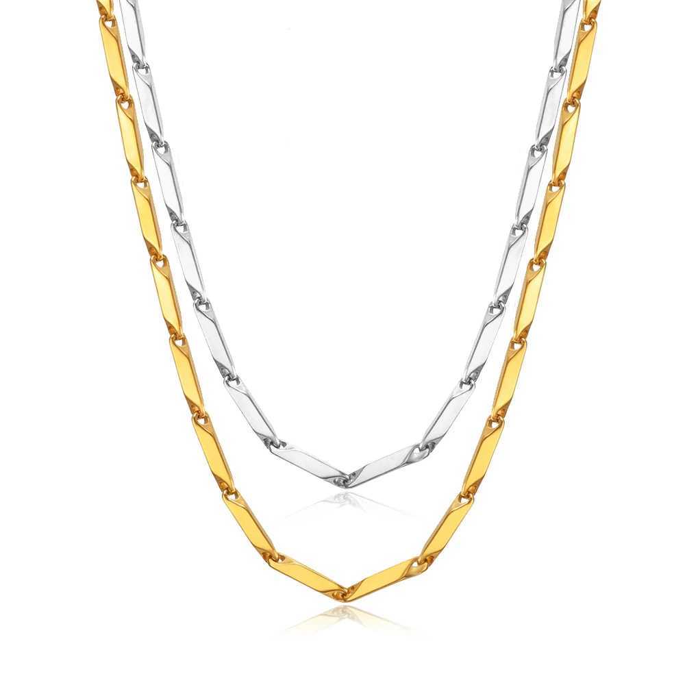 Punk Fashion Chain Necklaces Male 3mm Gold Silver Color Stainless Steel Chain Necklace for Men Women Hip Hop Jewelry GiftX240919