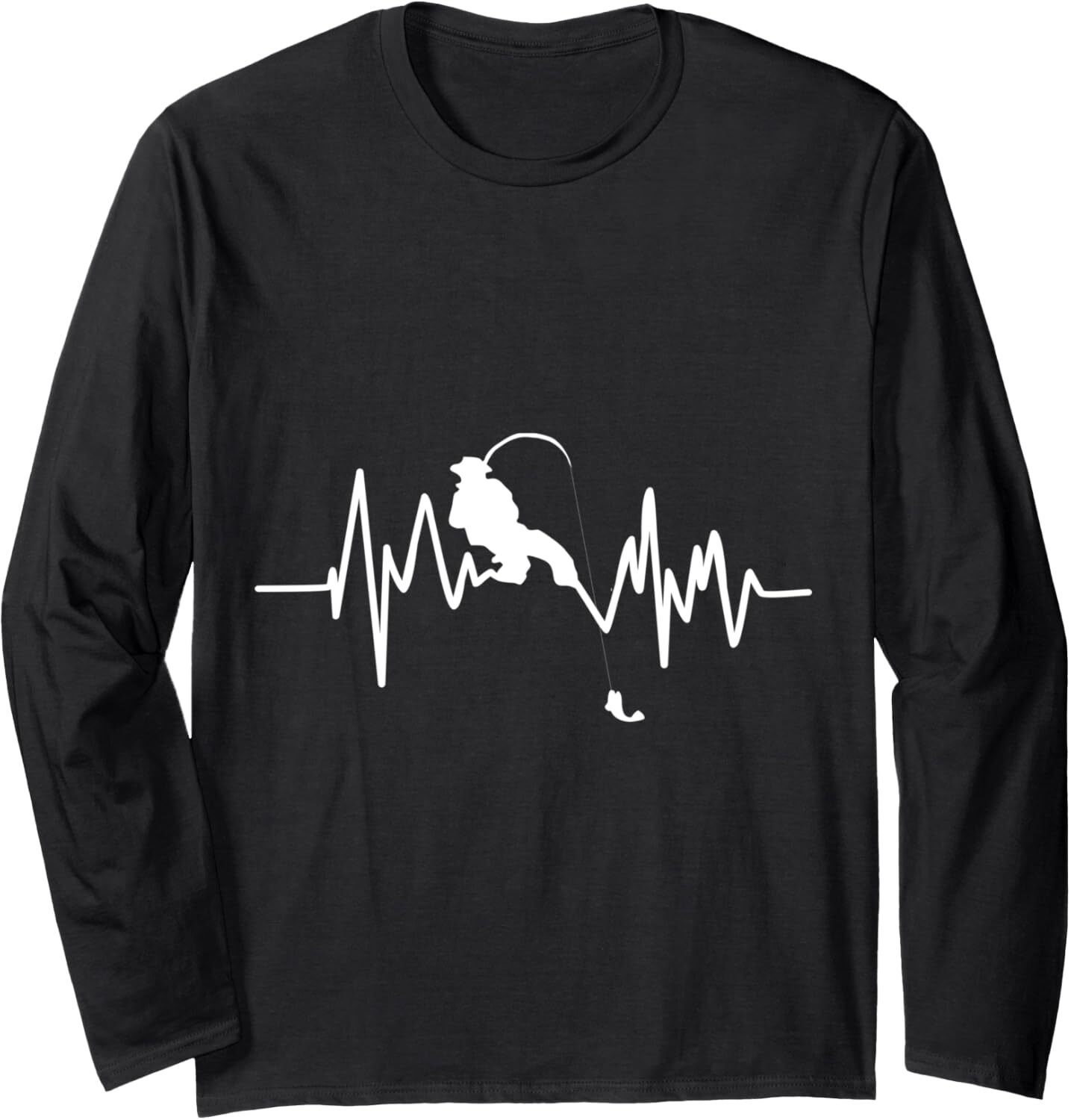 Long Sleeve Shirts for Men sweatshirt Funny Fishing Heartbeat Cool Fisherman Fish Gift Long Sleeve Tee Streetwear Casual tops clothes