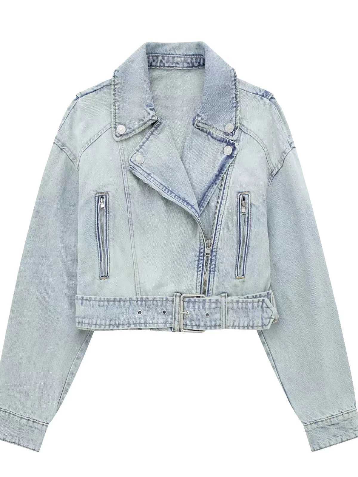 2024 Women Autumn Winter Denim Coat Lapel Long Sleeve Short Jackets Fashion Lady Luxury Chic Loose Streetwear Female JacketX240920