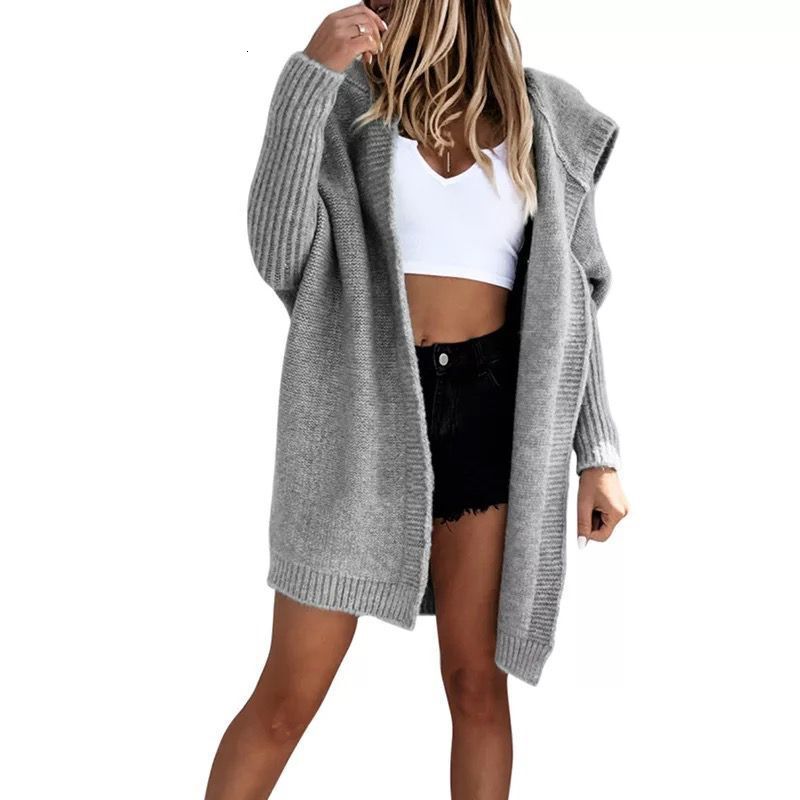 Cakulo Women Knitter Oversized Hooded Knitted Cardigan Long Sleeve Casual For Winter Fall Women's Sweater