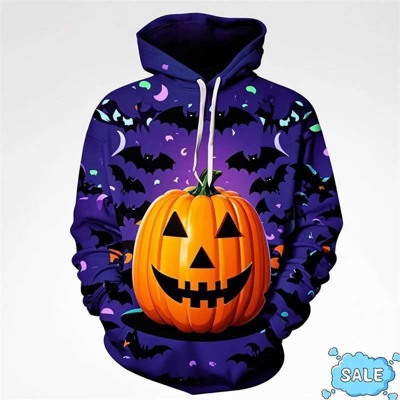 Harajuku 3D Halloween Day Printing Hoodies Men All Saints Day Pumpkins Graphic Hooded Hoody Fashion Funny Pullovers Hoodie Tops Y240920