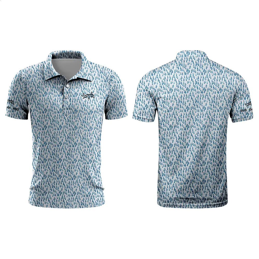 Tiger Woods Golf Sun Day Red Dense Forest Mens Summer Tshirt Top Quick Drying Club button Polo shirt 240919