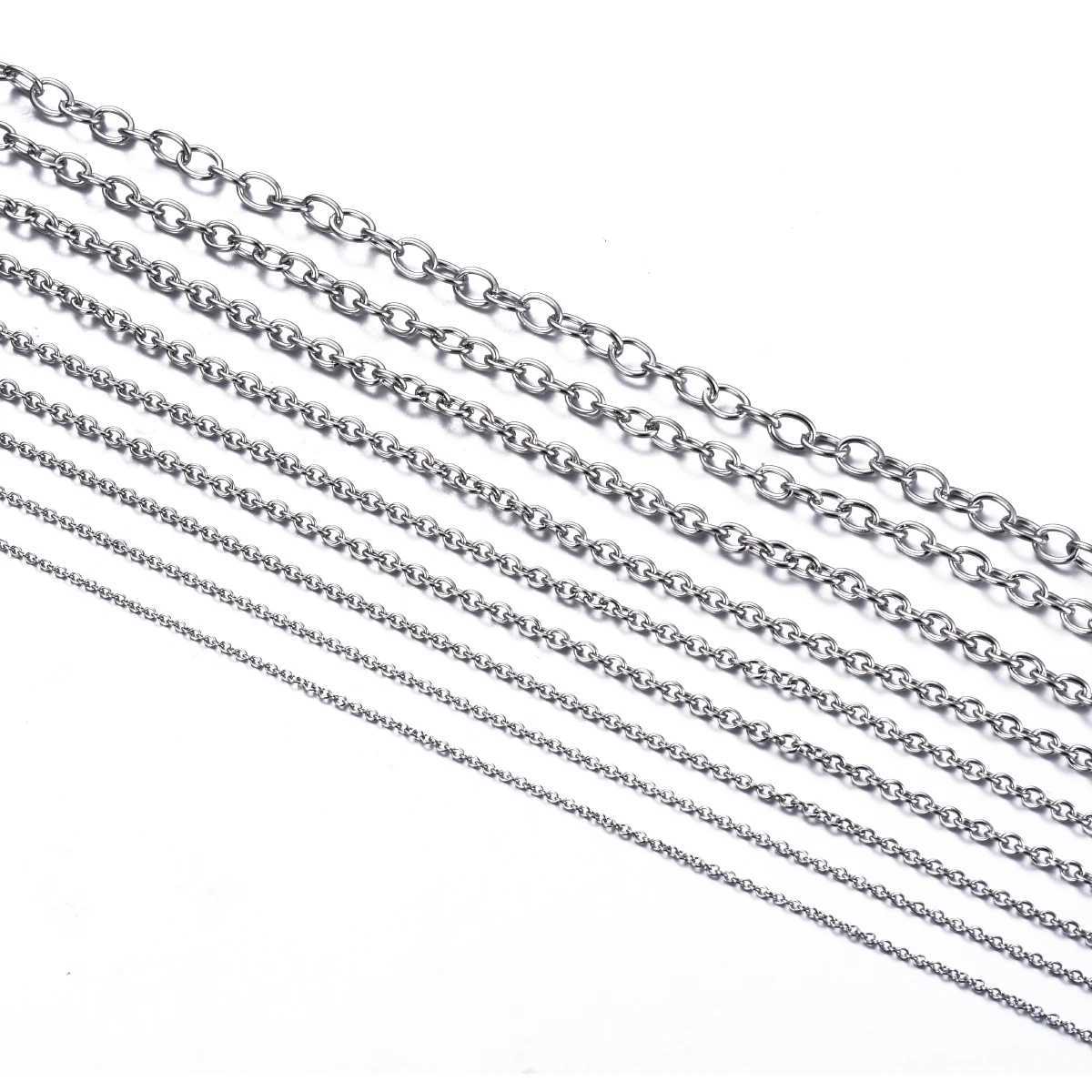 Wholesale 1Pc Width 1.5mm-6mm Stainless Steel Cross O Bulk Chain Necklace For Women Men DIY Jewelry Bracelet NecklaceX240919