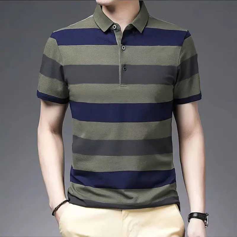 Koreon Fashion Men Striped Polo Shirt Summer Short Sleeve Streetwear Basic Male Clothes Tee Shirt Business Casual New Loose TopsX240920