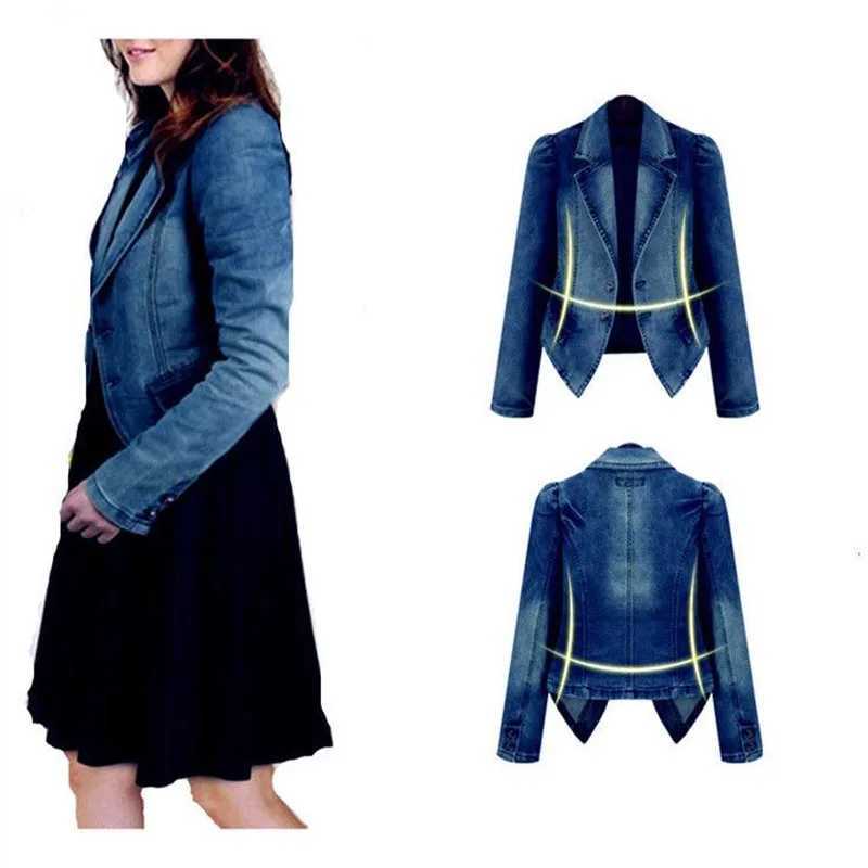 Spring Autumn Denim Blazer Women 2024New Long-Sleeved Single-Breasted Vintage Short Jeans Jacket Female Slim Coat Outerwear LadyX240920
