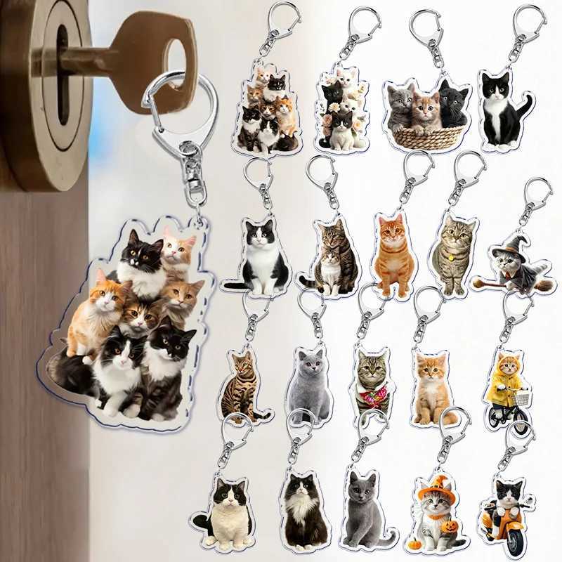 Funny Cat Key Chain Keychains Ring for Accessories Bag Pendant Keyring Jewelry Cute Animal Pet Llaveros Friends Gifts Cool CatsX240919