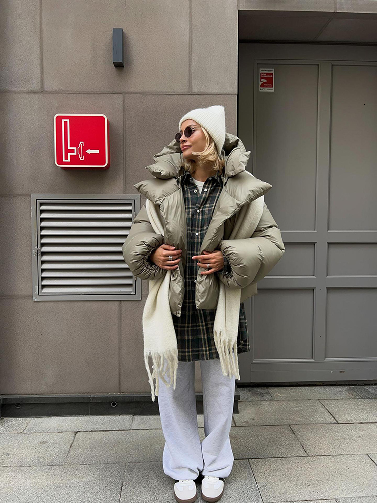 2024 Winter Cotton Padded Women's Streetwear Snow Parka Personalized Hooded Puffer Coat Zipper Outerwear