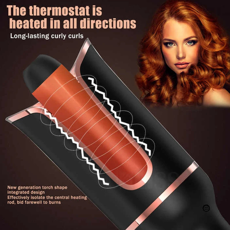 Easy Use Automatic Curler 34W Electric Curler Iron Quick Heating Ceramic Rotating Air Curler Rod Curler 240918