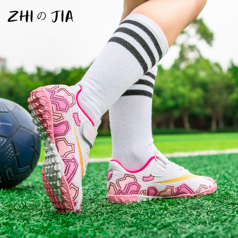 Children's Hook Loop Fastener Football Shoes Outdoor Training Shoes Leather Lightweight Breathable Sneaker Boys Casual Footwear