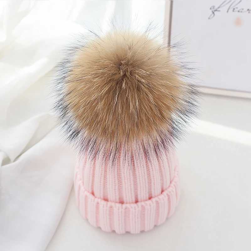Winter brand womens fur Pom Poms hat womens hat knitted bean hat thick womens skull bean hat W240920