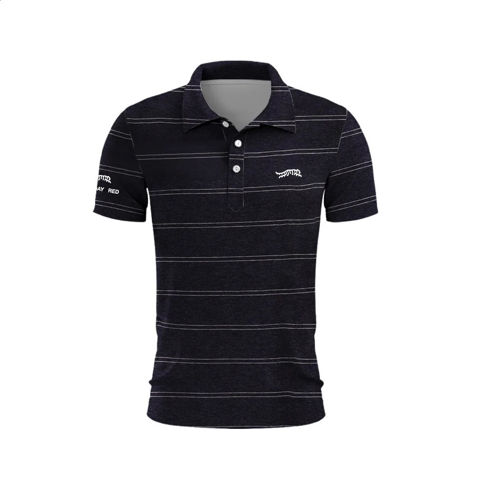 Tiger Woods Golf Sun Day Red Plaid Mens Summer TShirt Top Quick Drying Club Button Up Polo Shirt 240919