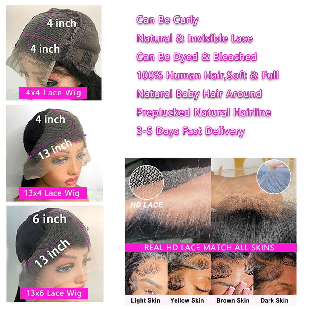 30 40 Inch Bone Straight Brazilian 100% Human Hair 13x6 HD Frontal Wig Chocolate Brown Lace Front Wigs For Black Women