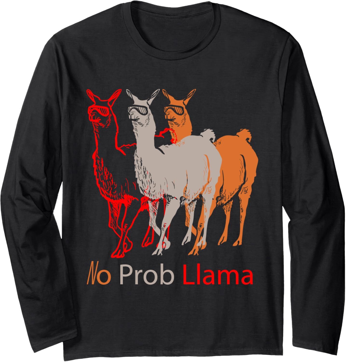 Long Sleeve Shirts for Men sweatshirt No Prob Llama Illustration - Funny Slogan Gift Long Sleeve Tee Streetwear Casual tops clothes