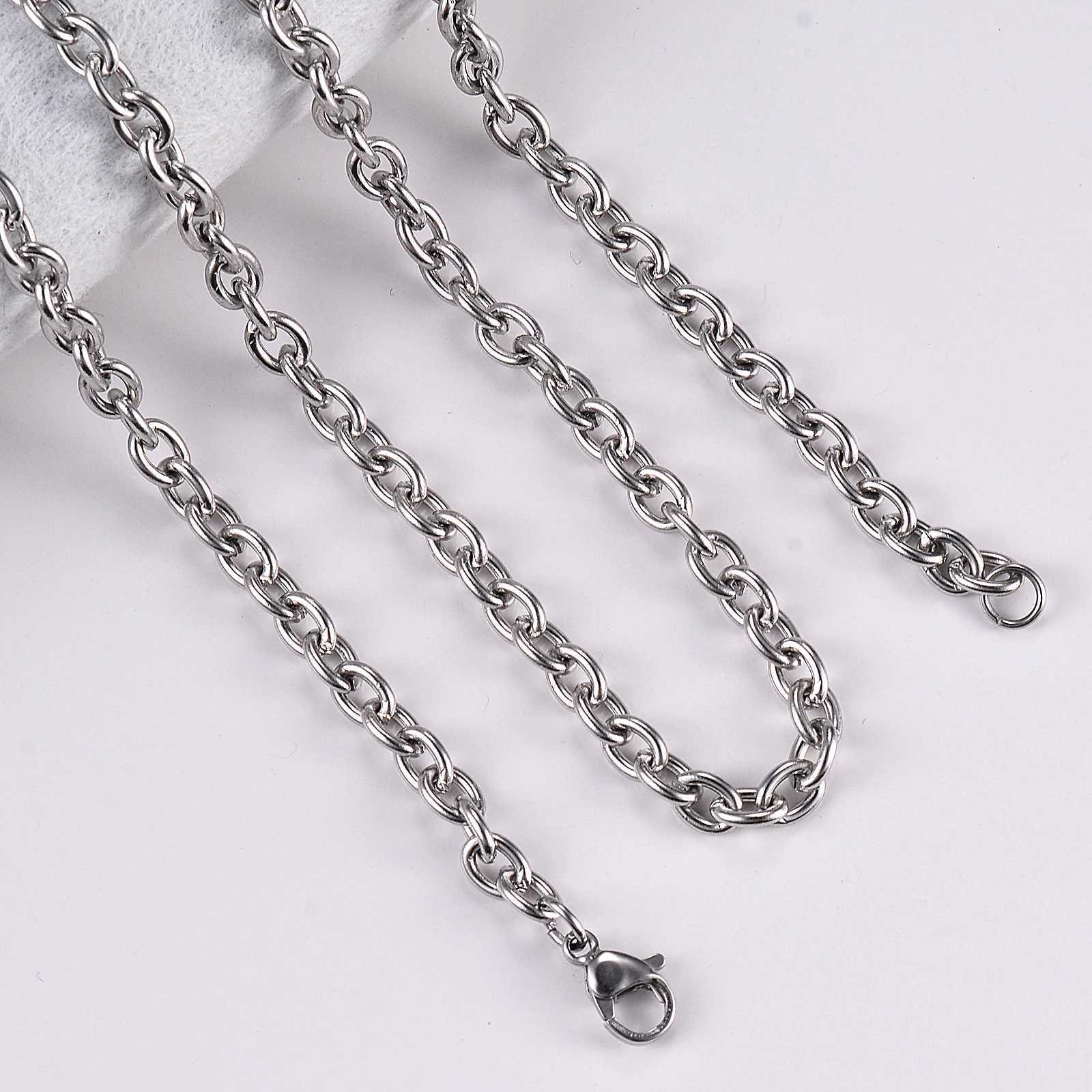 1Pc Width 1.5mm-6mm Stainless Steel Cross O Chain Necklace For Women Men DIY Jewelry Thin Bracelet NecklaceX240919