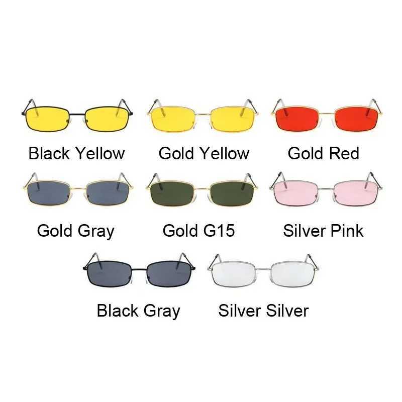 Metal Square Sunglasses Woman Retro Brand Travel Small Rectangle Sun Glasses Male Black Yellow Red Mirror Vintage Oculos De SolX240920