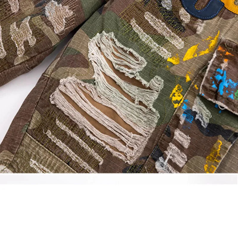High Quality Camouflage Beggars Holes Tie Dye Shorts Men Causal Hip hop Cargo Camo Short Pants Man 240919