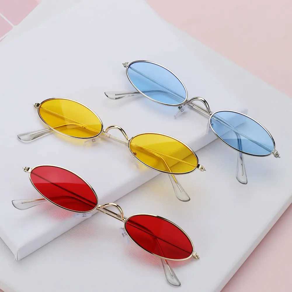 Retro Small Frame Oval Sunglasses Vintage Metal Colorful Shades Sun Glasses for Men Women Fashion Brand Design Female EyeglassesX240920