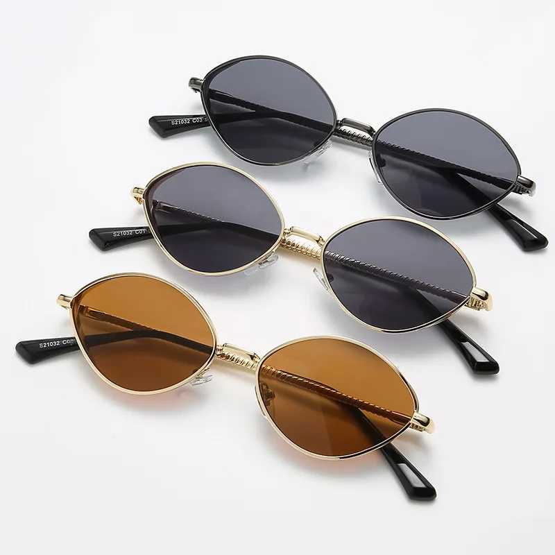 New Fashion Oval Sunglasses Women Diamond Thread Leg Sunglasses Vintage Metal Frame Quality Sun Shades UV400 EyewearX240920