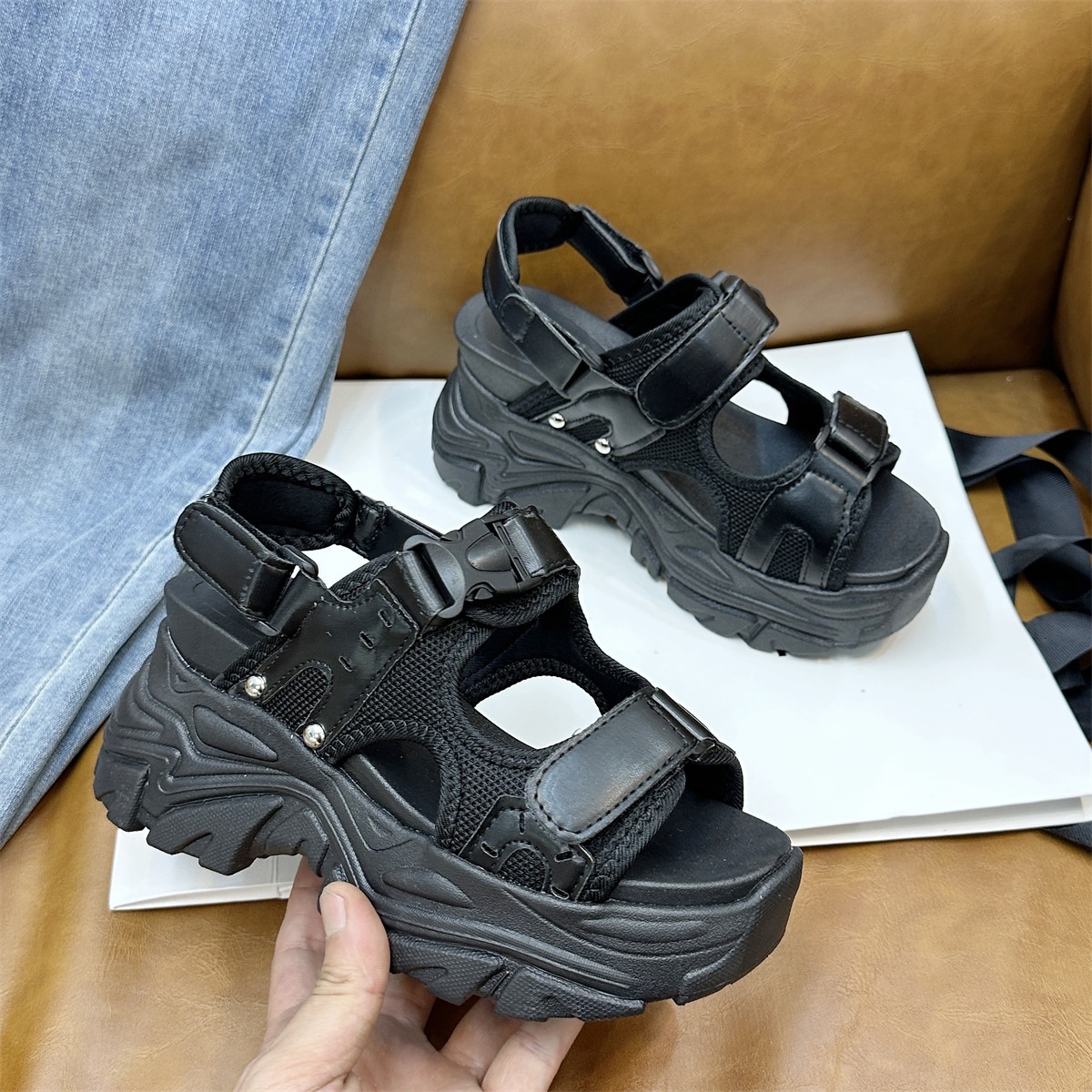 2024 Fashion Sports Outwear Summer New Soft Thick Sole Slope Heel Women's Sandals