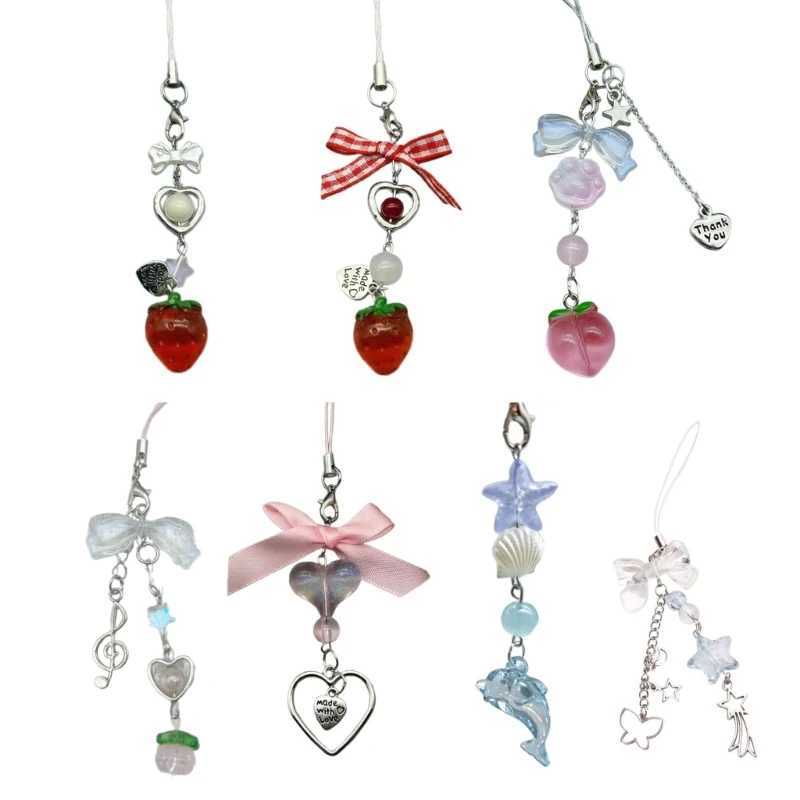 Strawberry Bag Pendant Cute Bowknot Phone Charm Stylish Key Pendant Sweet Phone Pendant Suitable for Phone Keychain BagX240919