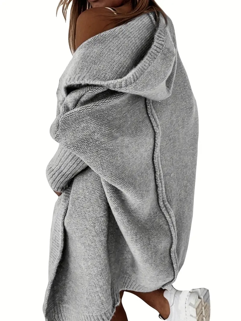 Cakulo Women Knitter Oversized Hooded Knitted Cardigan Long Sleeve Casual For Winter Fall Women's Sweater