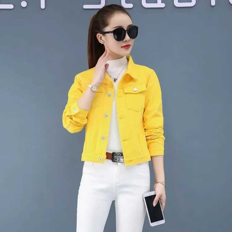 Trendy Denim Jacket For Women Cropped Slim Fit Spring Colorful Student Top Popular On The Internet Versatile ClothingX240920