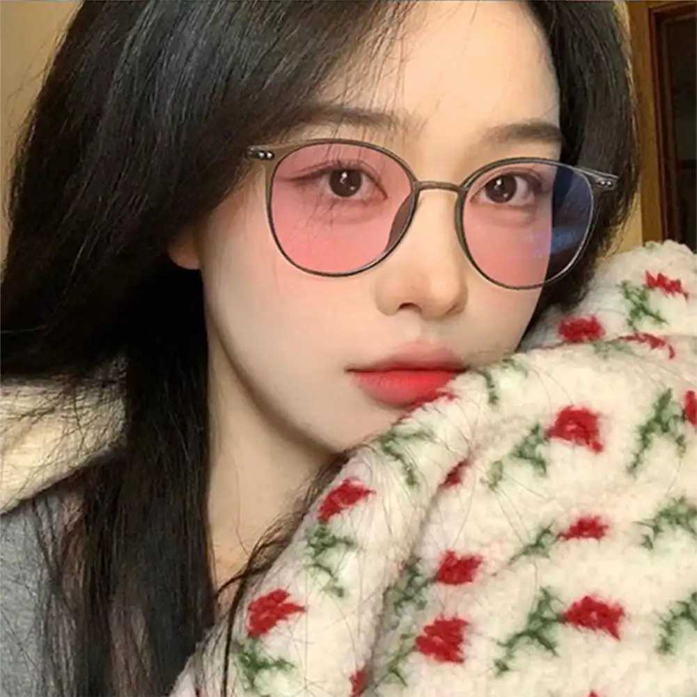 Color Changing Anti Blue Light Glasses Fashion Circular Glasses Frame UV Protection Outdoor Beach Sunglasses For Men WomenX240920