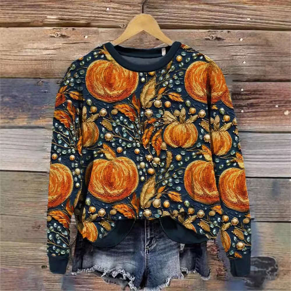 Hallowmas LT Autumn/winter New Hoodie 3D Digital Printed Womens Halloween Pumpkin Festival Trendy Round Neck Top Designer Coat Women Womens Coat Autum
