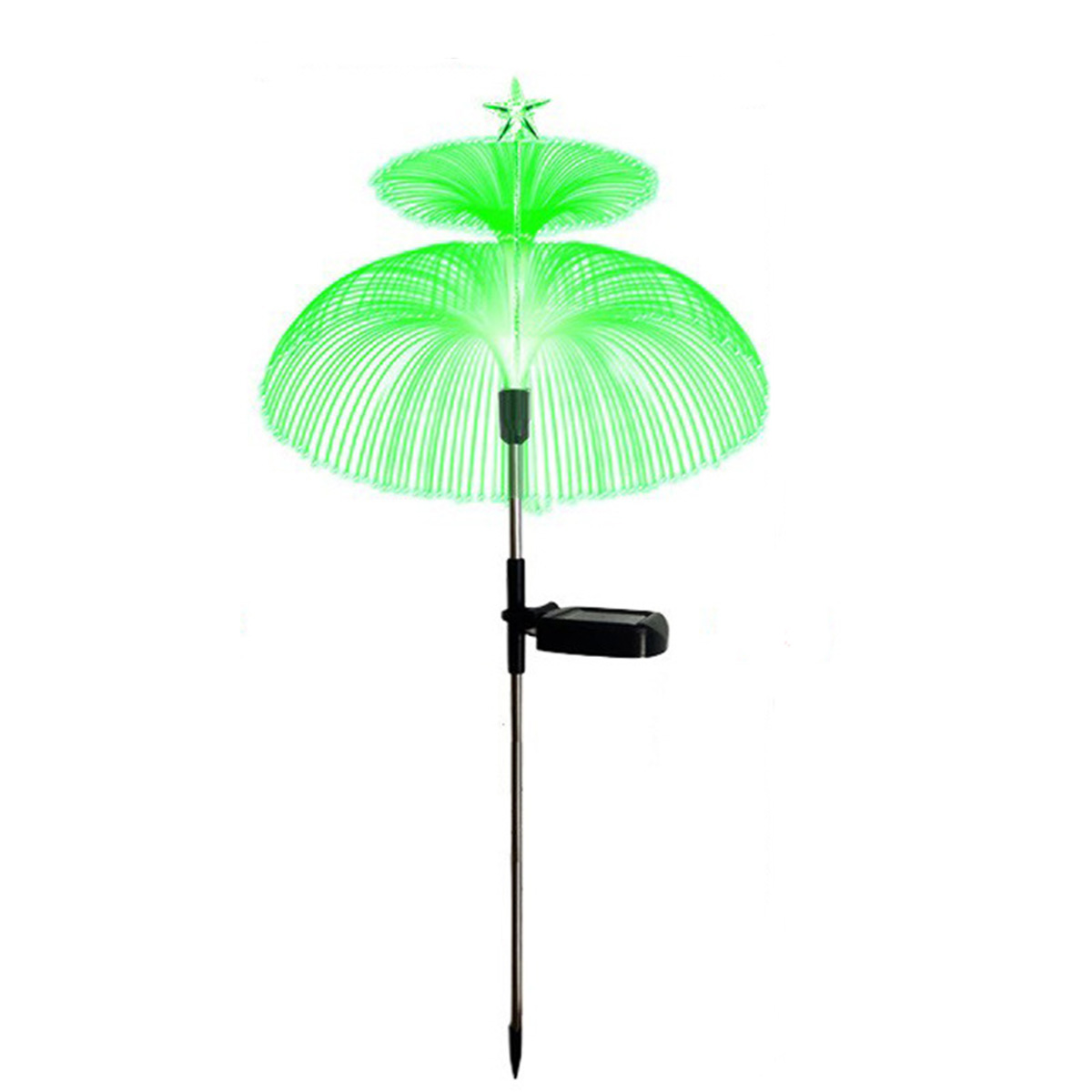 Solar double-layer jellyfish fiber optic holiday courtyard decoration landscape light pentagram rainbow transparent tube ground plug light