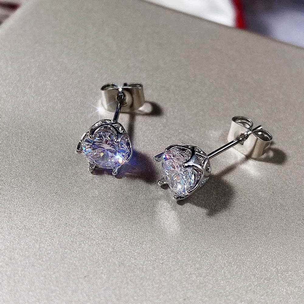 100% 925 sterling silver 0.5-1 carat D-color Moir stud earrings suitable for womens high-quality sparkling wedding jewelry W240919