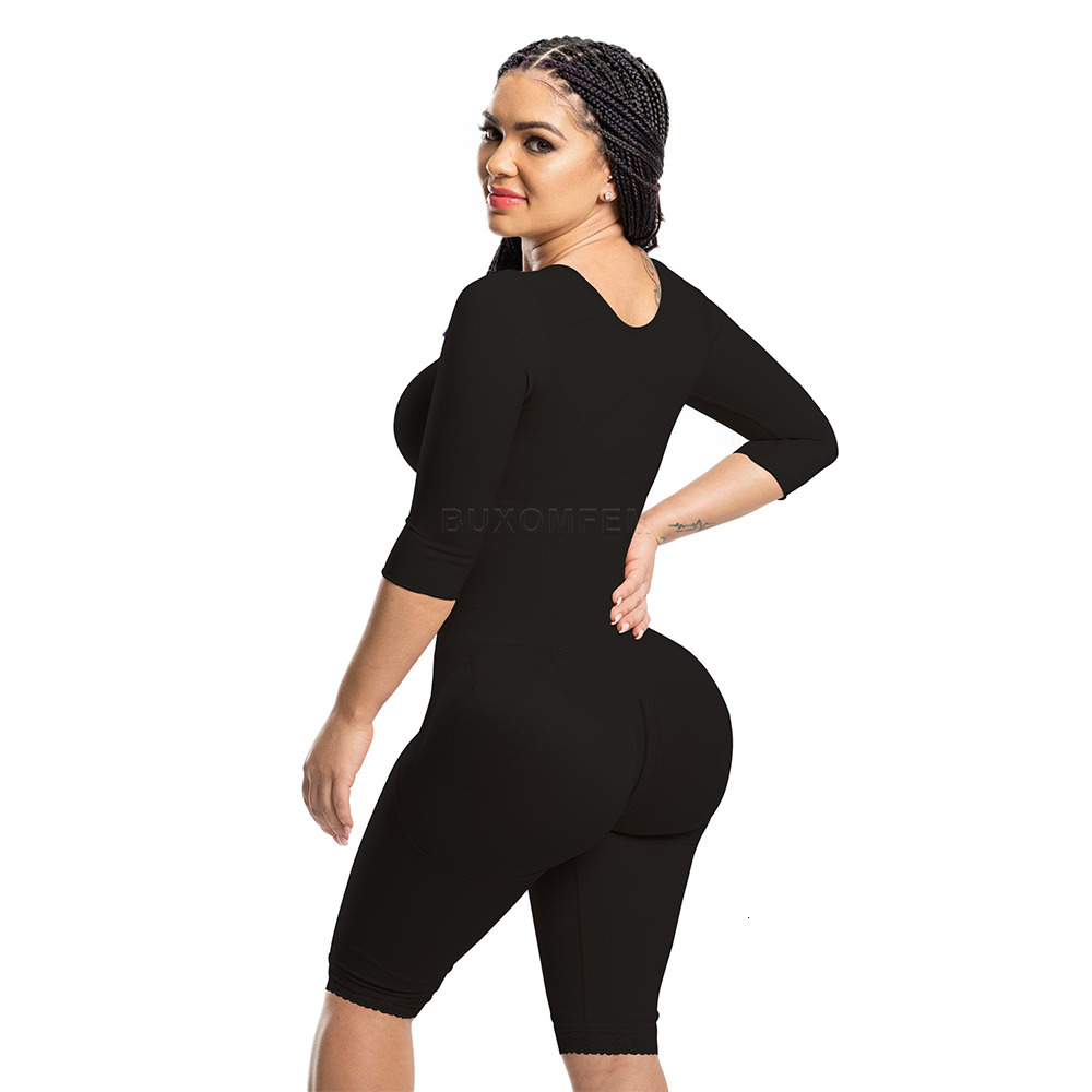 Seamless Fa Sleeves & Bra Elastic Tight Push Up Complete Body Shaper Adjustable Bodysuits With Hook Eyes Shapewear Girdle