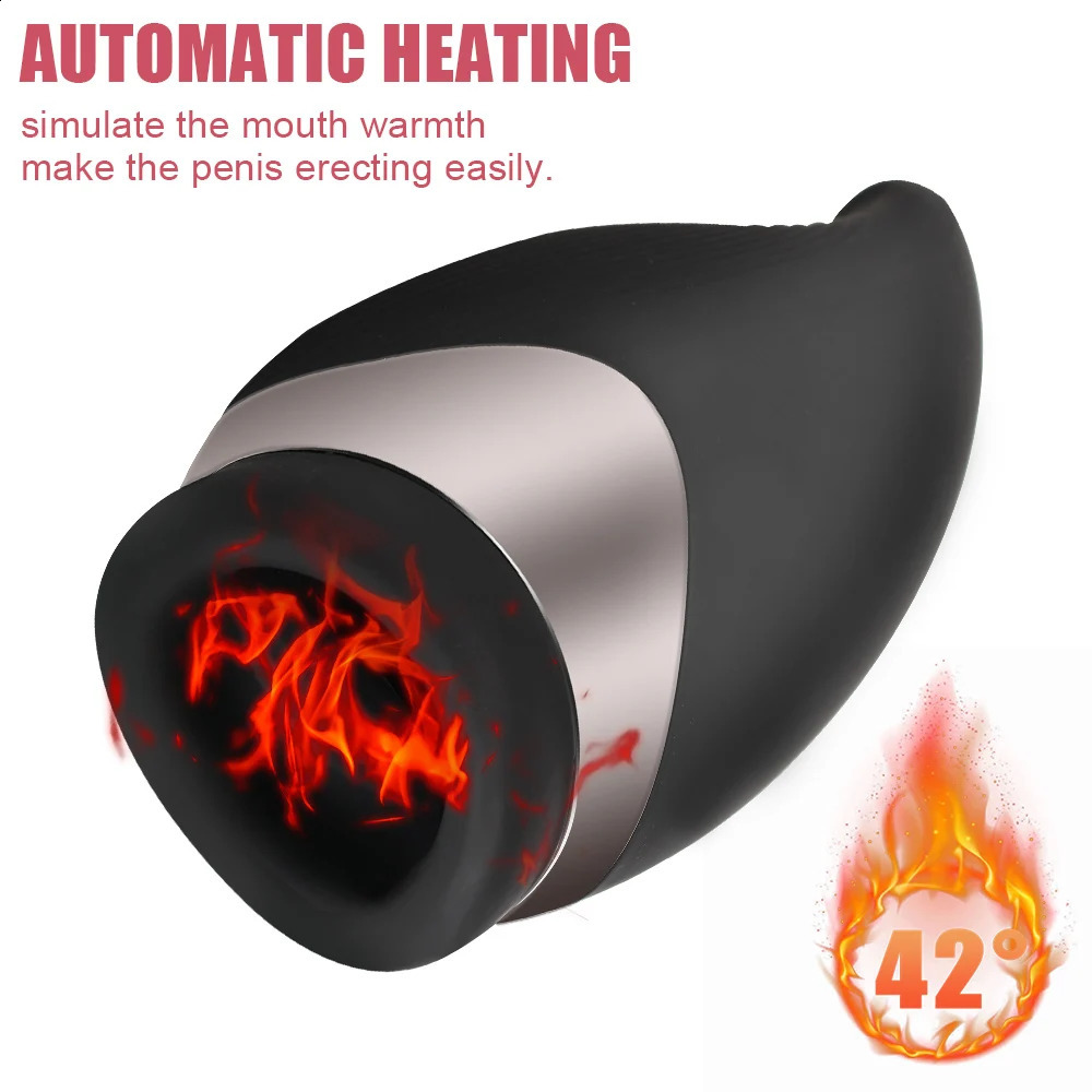 Automatic Heated Mouth Male Masturbator Sucking Vibrator For Men Penis Pump Cock Exerciser Blowjob Sex Toys Oral Massager Erotic 240914