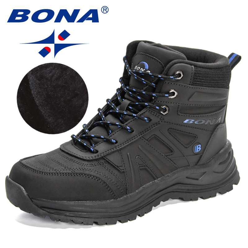 2023 BONA New New Designers Winter Plush Hiking Shoes Men Outdoor Mountain Snow Boots Man Anti-collision Sneakers Keep Warm Footwear 3971