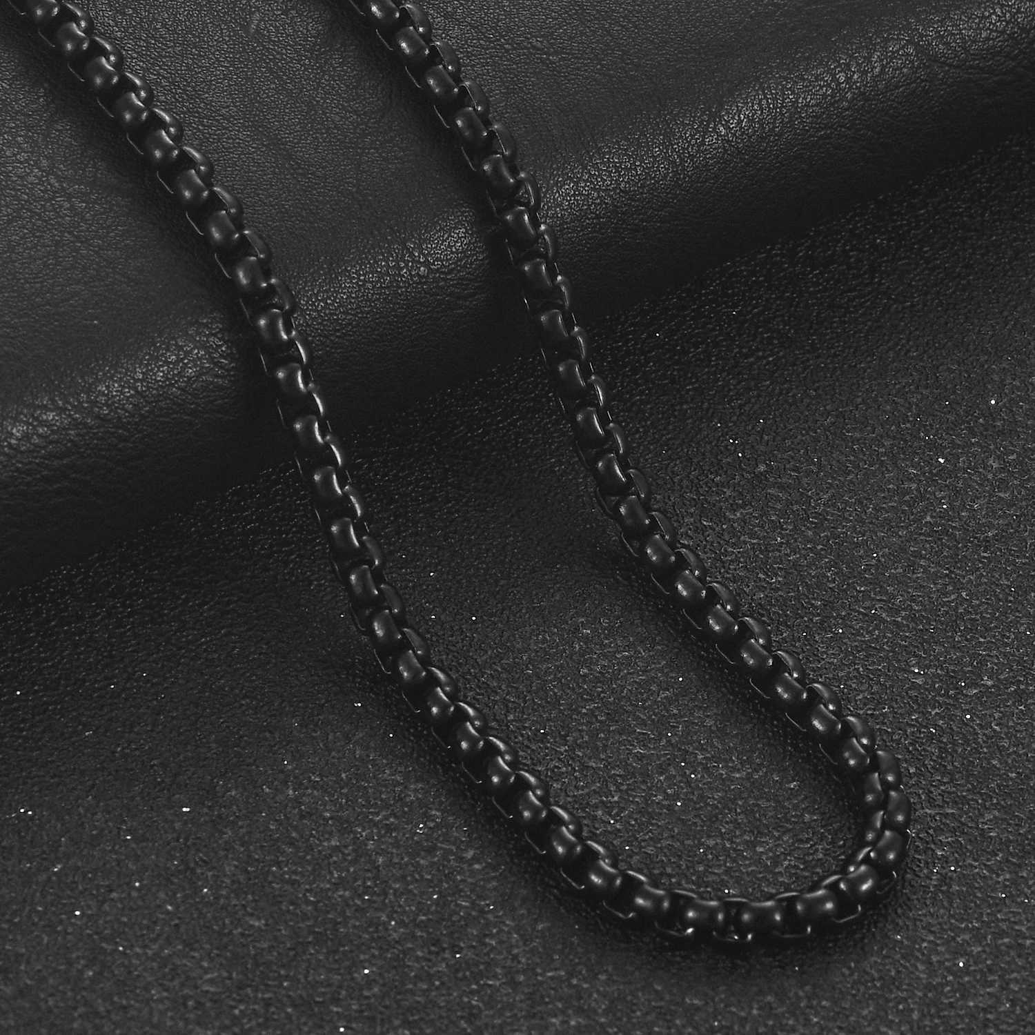 2/3/4/5mm Mens Black Color Plated Stainless Steel Square Rolo Box Chain Ladies Necklace Jewelry Gift Bracelet AccessoriesX240919