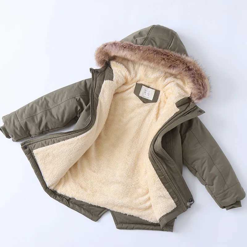 RAISE 2024 Autumn Winter Children Boy Outerwear Coat Fleece Thicken Warm Toddler Boys Hooded Jacket Kids Girls Parkas For 4-14YY240920