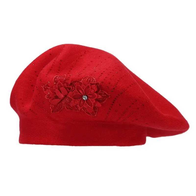 2023 Floral Cotton Warm Buckle Beret Painter Hat Octagonal Hat Women and Girl 14X240919
