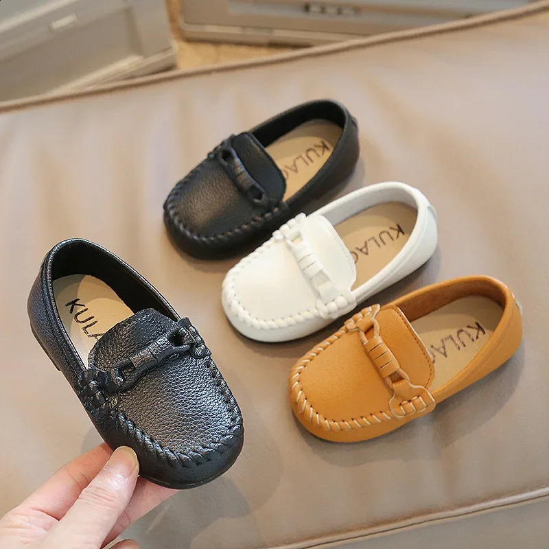 Kids Leather Shoes Children Casual Flats Boys Sneakers Loafers Moccasins Spring Autumn School Party Wedding Black White Shoes 241226