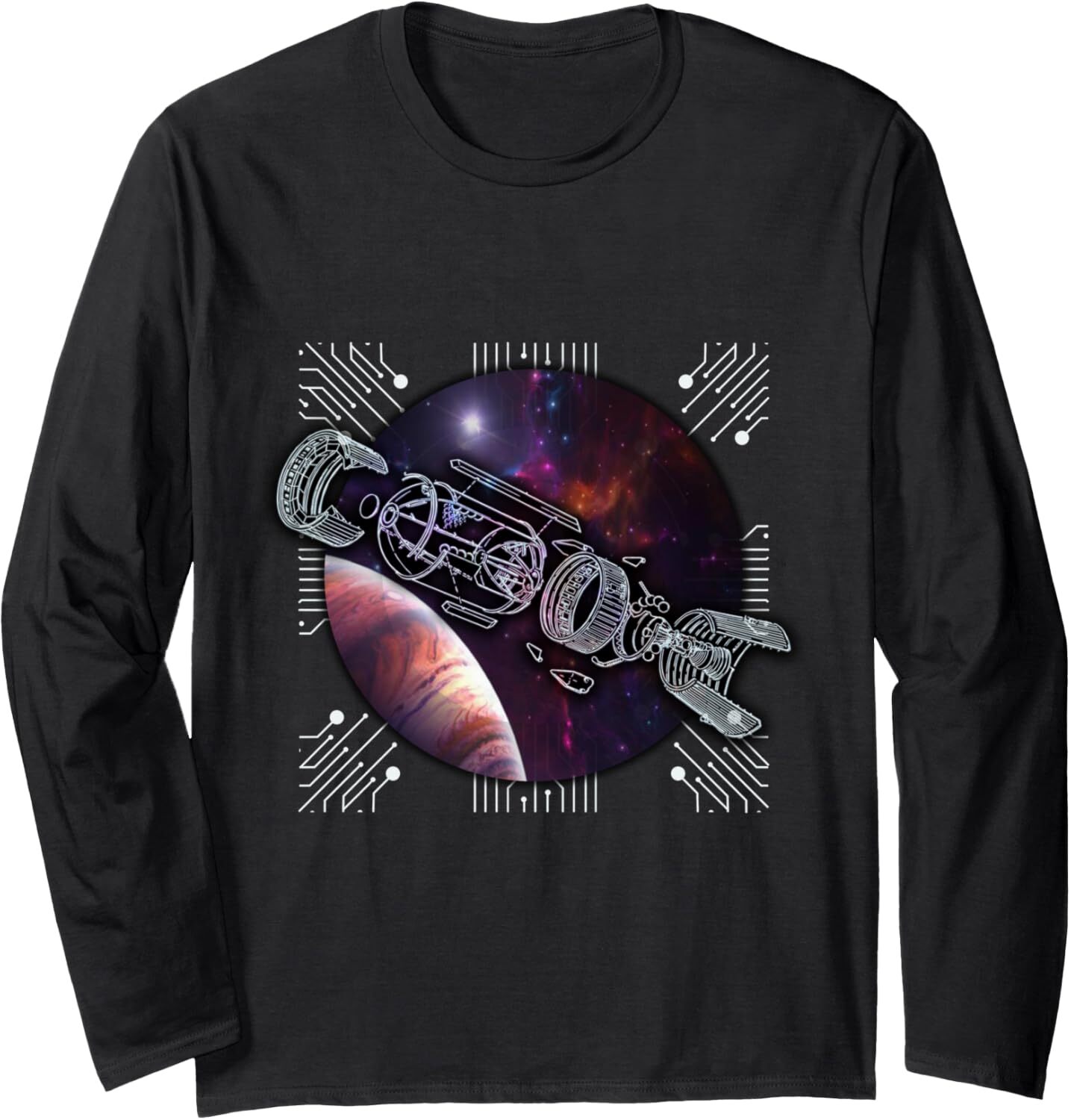 Long Sleeve Shirts for Men sweatshirt Huge Galaxy Spaceship separated in flying ship parts Long Sleeve Tee Streetwear Casual tops clothes