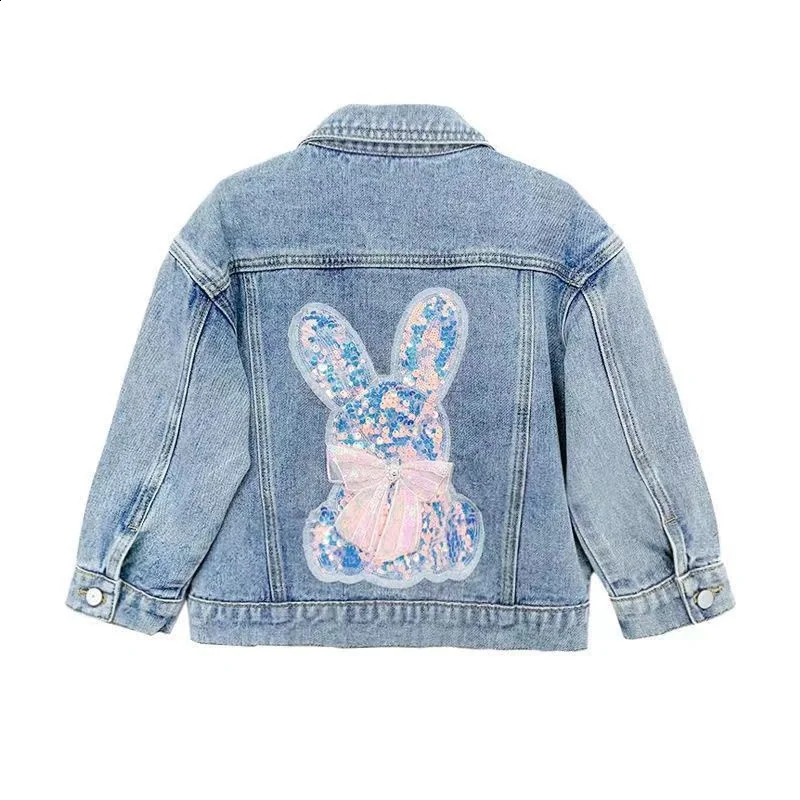 Girls denim jacket fashionable childrens jacket girls clothing long sleeved denim jacket 2-10 year old teenage girls denim jacket 240918