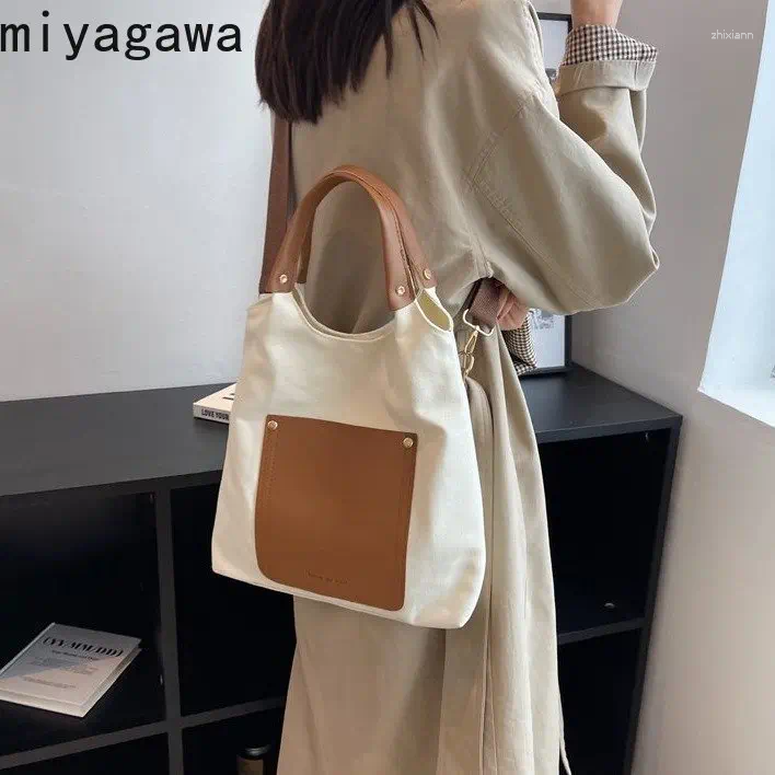 Free Shipping Shoulder Bags Miyagawa 2024 High Capacity Women's Canvas Bucket Bag Fashion Autumn Single Underarm Purses And Designer Bag Luxury B
