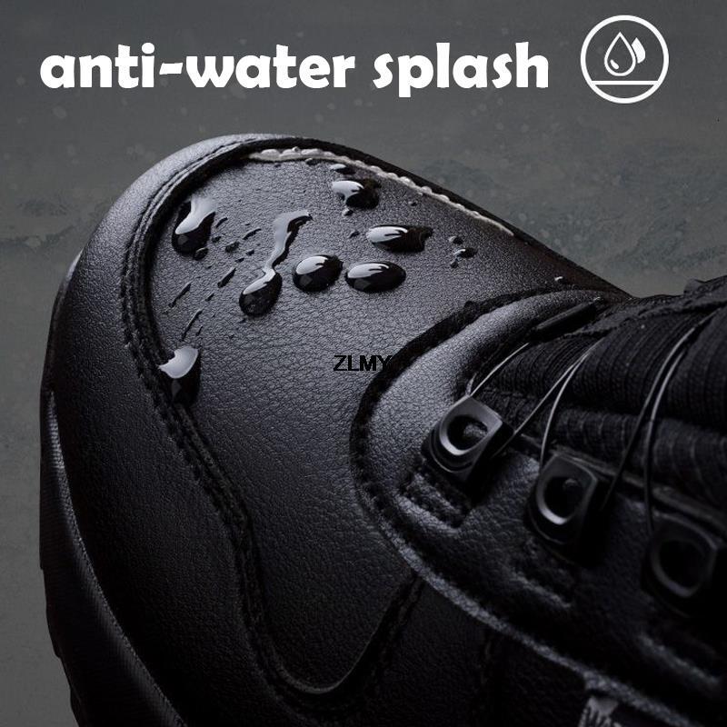 Waterproof Snow Boots Men Ankle Booties Leather Cotton Keep Warm Rotary Button Snowboots Plush Winter Shoes Father