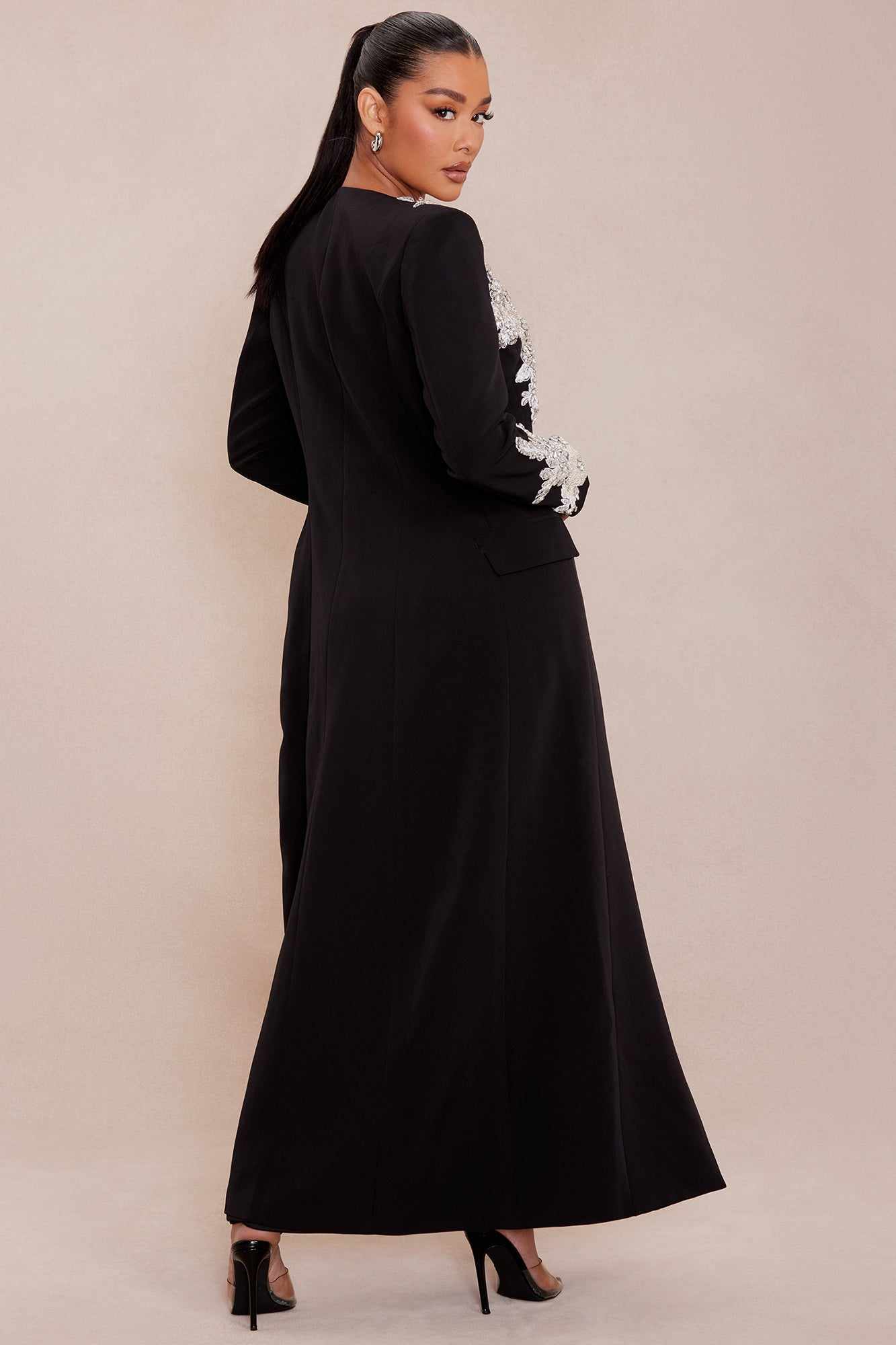 Crystal Appliques Women Pants Suits Formal Birthday Party Evening Guest Wear Long Jacket Blazer 2 Pieces Custom Made