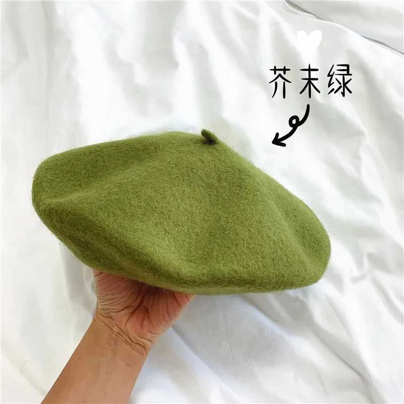 New Adult Casual Wool berete hats Woolen Artist hat Thick warm Flat French Pumpkin capsX240919