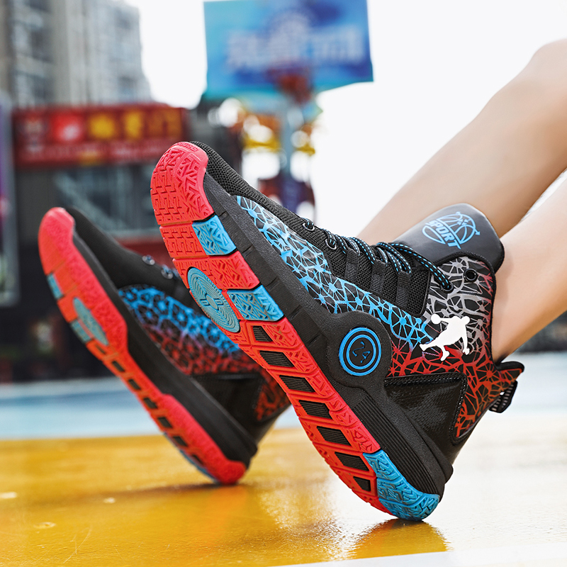 Men's anti-skid and wear-resistant sports shoes, men's high top shoes, shock absorption, practical basketball shoes