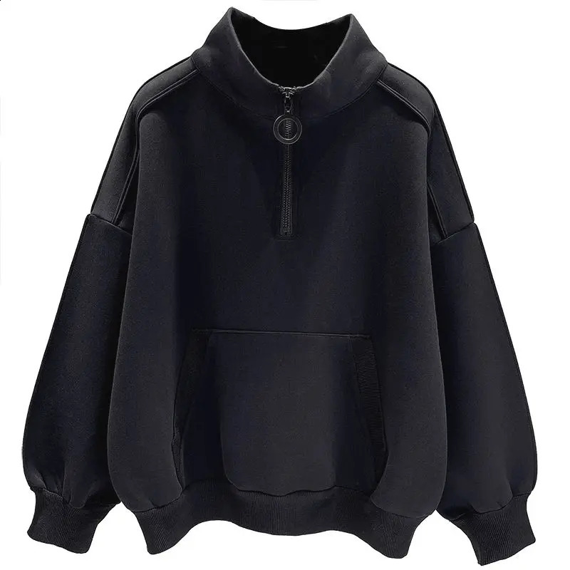Retro thin zipper patch work hoodie Spring and Autumn style long sleeved pocket Korean pullout top fashion trend womens clothing 240918
