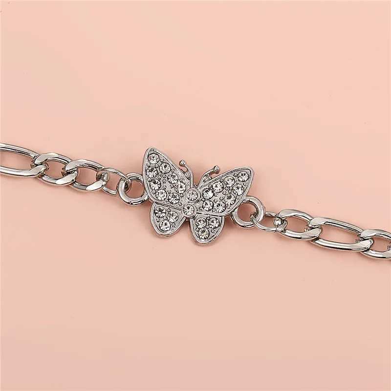 Fashion Bohemia Butterfly Anklet Rhinestone Chain Foot Chain Jewelry For Women Summer Beach Anklet Butterfly Barefoot Chain Y240920